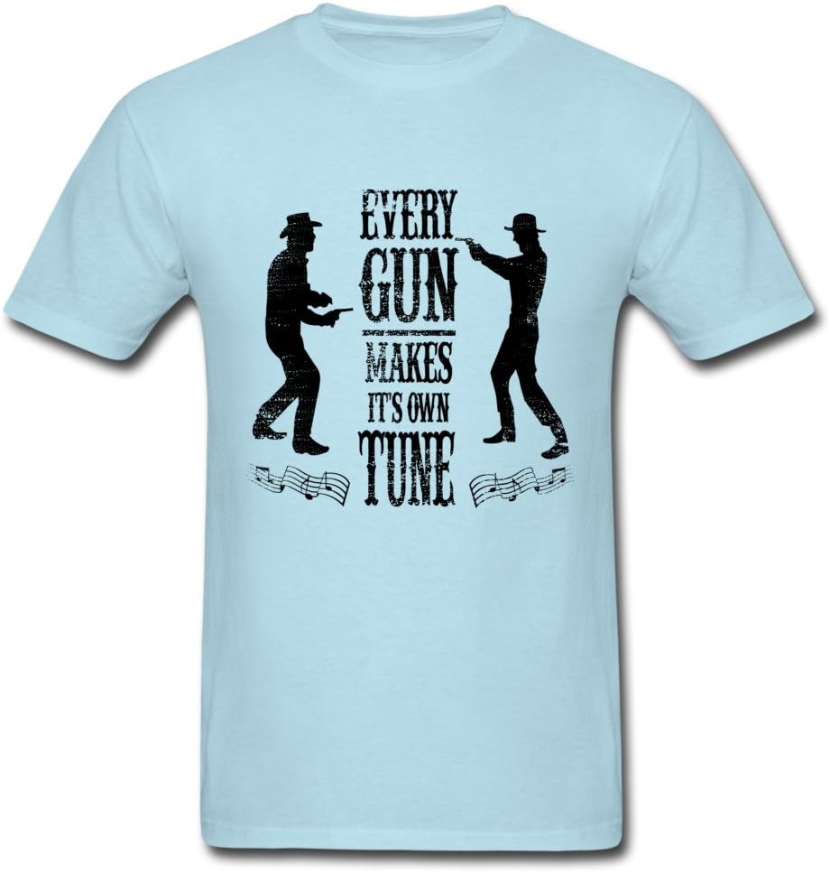 WANLI 2015 Fashion Men's Cowboy Duel T-Shirts Sky blue XXL