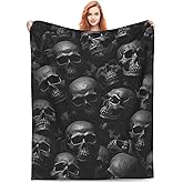 Turamurra Black Horror Skull Fuzzy Sofa Throw Blanket Flannel Super Soft Warm Fleece Bedspread Home Decor for Bed Couch Living Room All Season 50