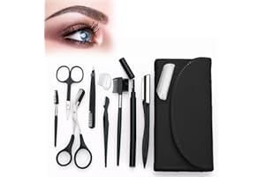 Senbos 8-in-1 Eyebrow Grooming Kit – Eyebrow Trimmer, Scissors, Pencil, Brush & Beauty Tools Set with Leather Case – Precision Eyebrow Shaping & Styling Kit for Men & Women