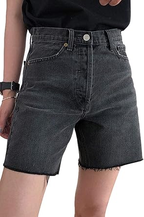 Ldnine Women S High Waisted Outdoor Denim Shorts Fashion Straight Leg Bermuda Jean Shorts At Amazon Women S Clothing Store