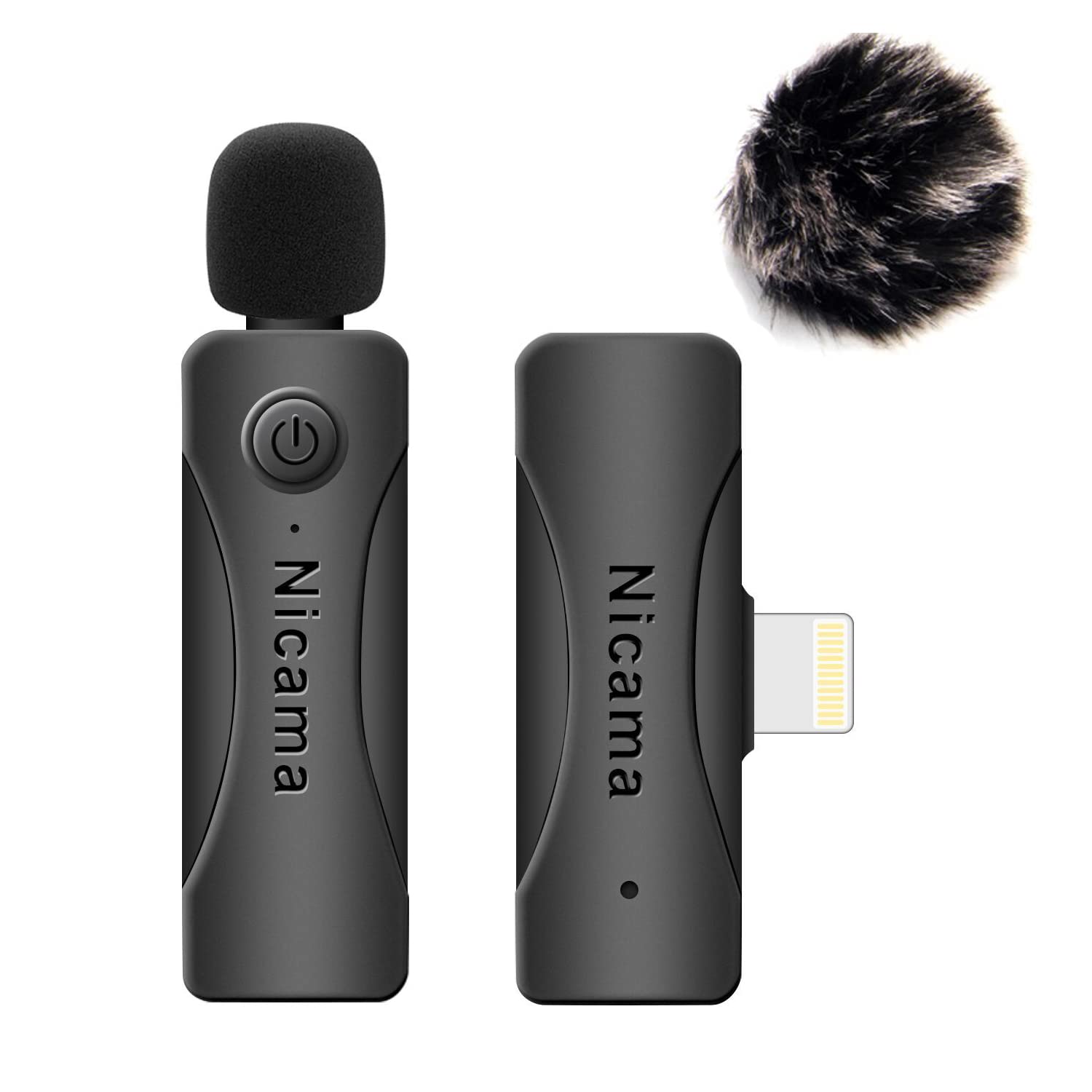 Nicama AS12-IOS Wireless Lavalier Microphone with Windscreen Muff for iPhone 6 7 8 9 10 11 12 13 14 iPad Recording, Live Broadcast, YouTube, TikTok, Facebook (TX+RX)