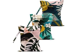 zcyxuuw 3 Pcs Wet Bag, Wet Dry Bag, Waterproof Aloha Bags, Small Laundry Bags, for Swimsuit, Pool, Travel, Beach, Diapers, Makeup Cruise Ship Essentials, Leaves Decor Travel for Women