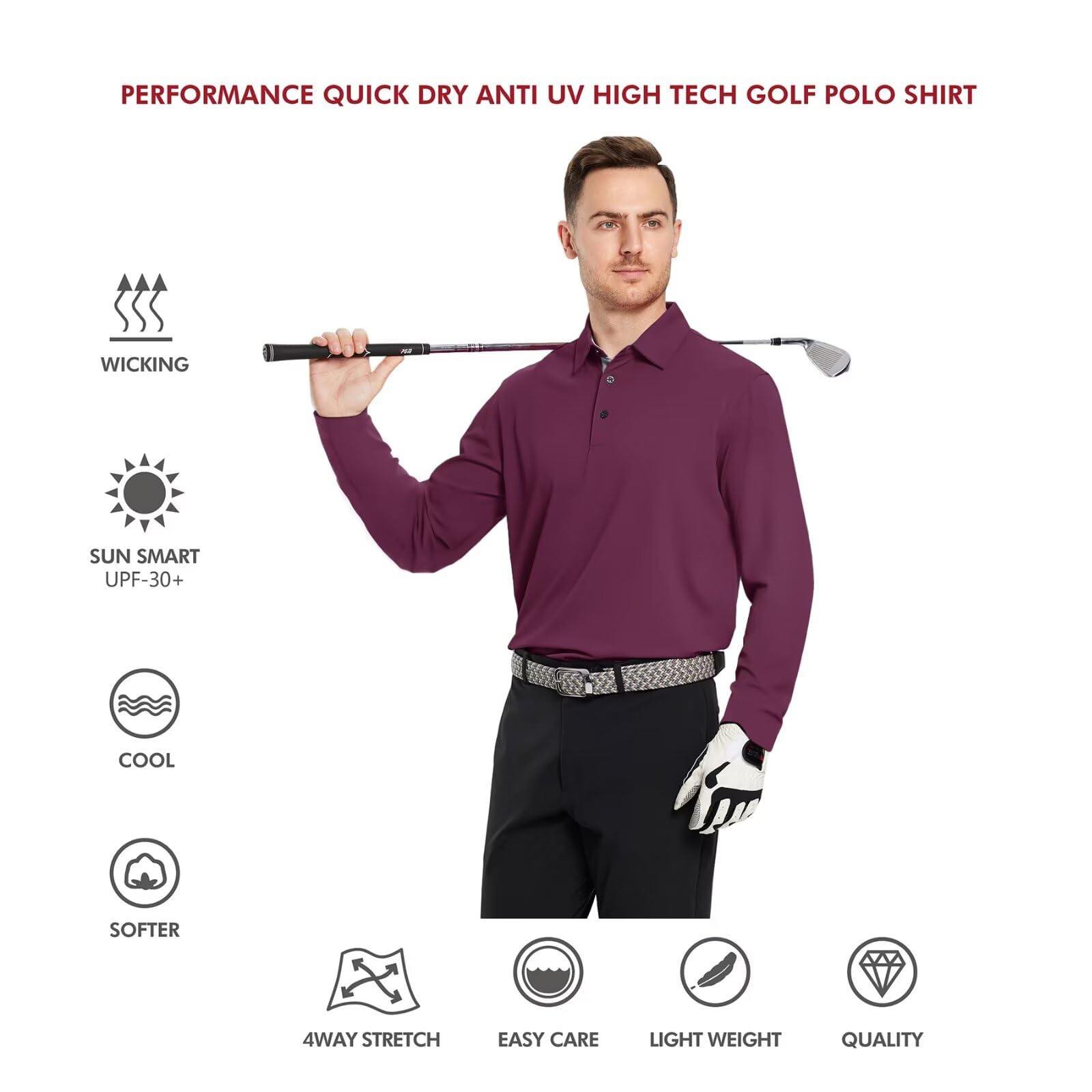 Mua Mens Golf Shirt Short and Long Sleeve Moisture Wicking Dry Fit ...