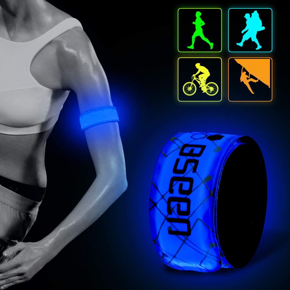 BSEEN LED Armband 2 Pack LED Slap Bracelets, Adjustable Strap Safety Light Armbands Glow in The Dark Night Running Gear for Jogging, Walking, Cycling, Camping Outdoor Sports (Blue) : Sports & Outdoors