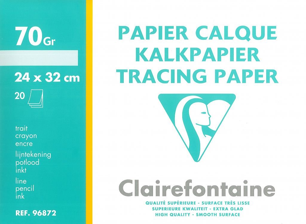 Clairefontaine - Ref 96872C - Tracing Paper (20 Sheets) - 24x32cm Sized, 70/75g, High Transparency, Smooth Surface, Acid Free, Printable - Suitable for Ink, Marker & Pencil — image 1