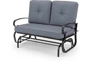 Tangkula Outdoor Swing Glider Chair, Patio Glider Bench for 2 Persons, Outdoor Rocking Loveseat with Steel Frame & Comfortabl