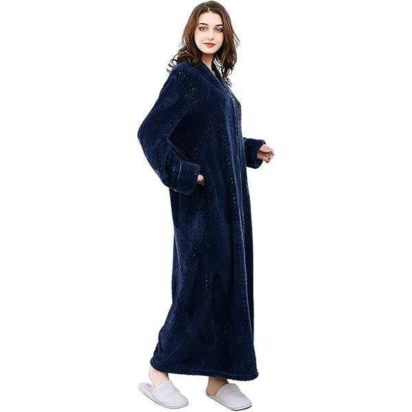 chinese dress ladies Men's Navy Cotton Waffle Dressing Gown With Fleece Lining main image 0