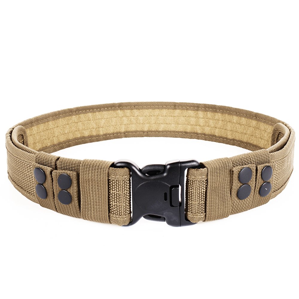 LUUFAN Military Tactical Belt Security Gear Adjustable Heavy Duty Belt with Quick Release Buckle for Outdoor Activity (Khaki)