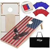 TIXWOOK Regulation Cornhole Board Set with Storage Capability, 4 x 2 ft Solid Wood Cornhole Game Set with 8 Bean Bags and 2 Cornhole Board, Premium Corn Hole Game for Adults and Family