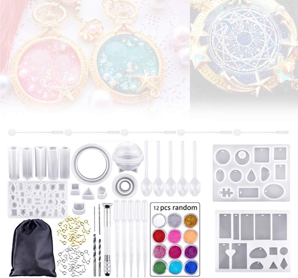 83 Pcs Resin Molds DIY Crystal Glue Jewelry Mold Silicone Casting Molds and Tools Set or DIY Jewelry Craft Making Epoxy Resin Mold Cube Pyramid Sphere Set