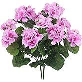 CISDUEO 2 Pcs Artificial Geranium Flowers for Outdoors Silk Geraniums Flowers Outdoor UV Resistant Pink Fake Geraniums Bush Faux Flowers Geraniums for Outdoor Decor Indoor Patio Table Centerpiece