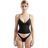 SUUKSESS Women Sexy Deep V Neck Sleeveless Fitted Basic Tops Y2K Tank Top Cami