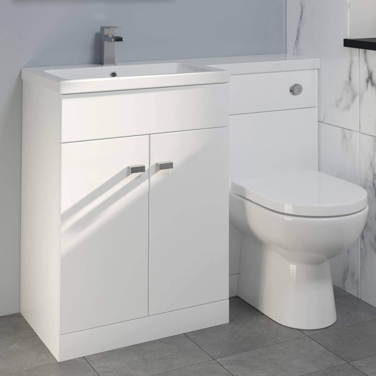 1100mm Toilet Bathroom Vanity Unit Combined Basin Furniture Left Hand White Amazon Co Uk Diy Tools