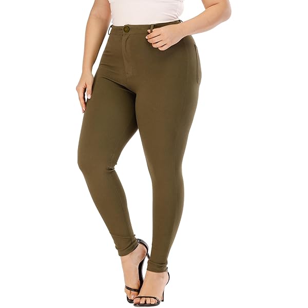 Plus Size Women's Skinny-Leg Dress Pants - High Waisted Slacks for Business  Casual,Work Clothes for Office Regular XL Black at Amazon Women's Clothing  store