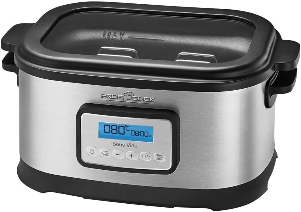 Profi Cook SV-1112 ProfiCook Sous Vide – Schongarer Topf und Vakuum für Küche Kochen bei niedrigen Temperaturen, 8,5 l, 520 W, grau/schwarz [Energieklasse a], 8.5 liters