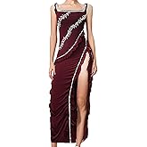 BD.SUN Women Sleeveless Dresses with Rhinestone Sewing Crystal Beads Decoration Party Club Prom Elastic Force Long Dress