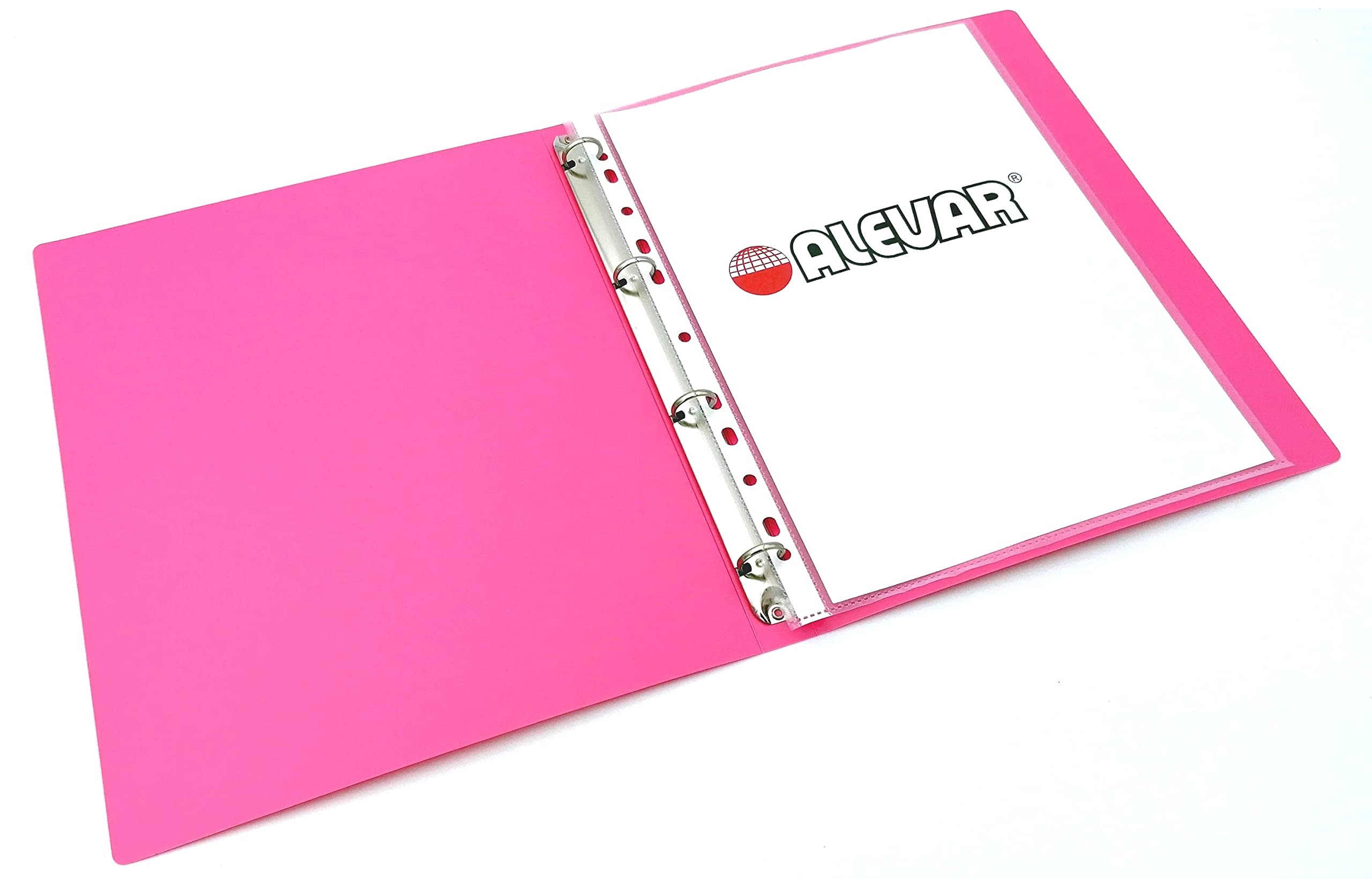 Alevar 4 Ring Binder in Fuchsia Lacquered Polypropylene, Ring Diameter 16 mm