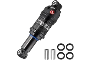 DRHOMEAM Mountain Bike Rear Shock 125Mm / 150Mm / 165Mm / 190Mm, Rebound/Lock Out, Adjustable Air Pressure, Bicycle Shock Absorber, Aluminum Alloy Rear Suspension, Bike Shock Damper