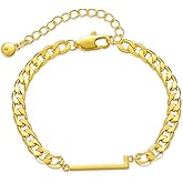 MRSXIA Bracelet for Women Gold Initial Sideways Letter A-Z 5MM Cuban Link Curb Chain 18K Gold Filled Dainty Simple Personalized Alphabet Jewelry Birthday Gift