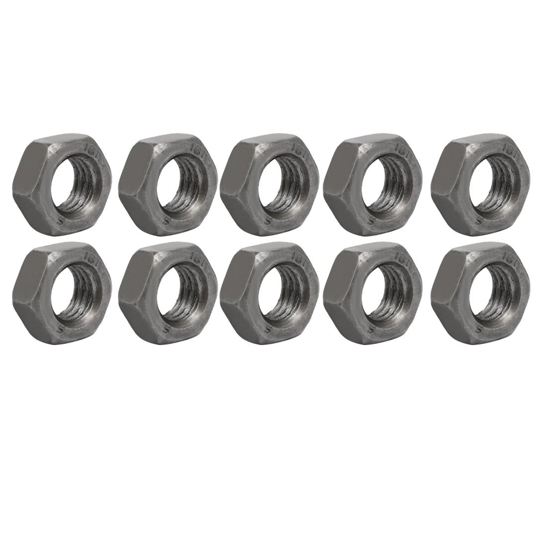 Sourcingmap 10pcs M14 x 2mm Pitch Metric Coarse Thread Carbon Steel Left Hand Hex Nuts