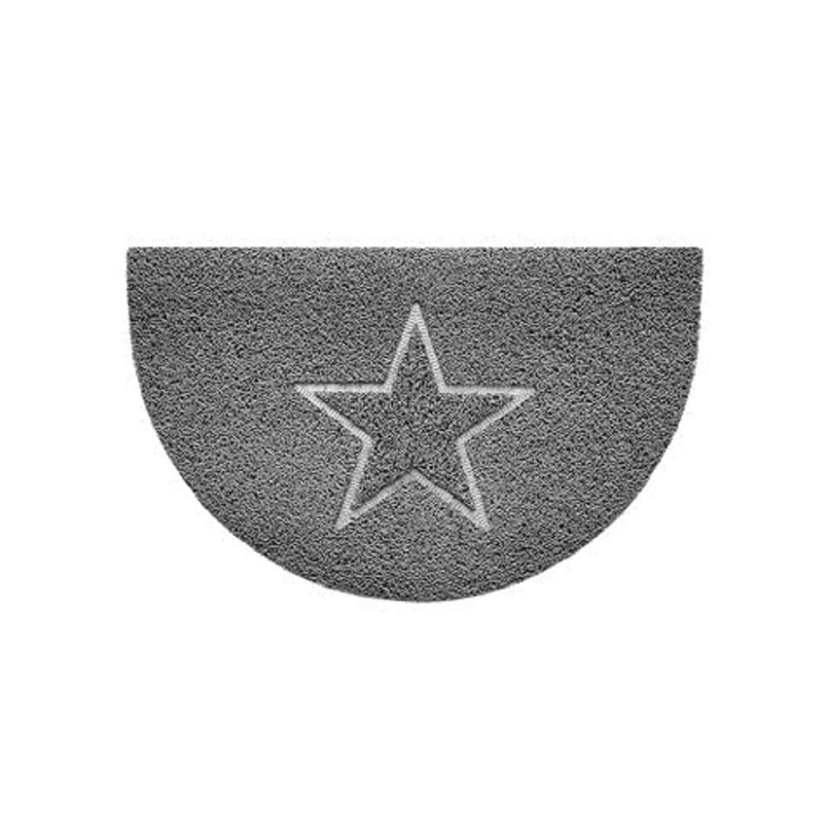 Nicoman Embossed Halfmoon Half Circle Door Mat Dirt-Trapper Jet-Washable Doormat 70x44cm (Grey, STAR Shape) - Use Indoor or Sheltered Outdoor