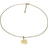 Elegant Stainless Steel Paw Print Pendant Necklace, 18K PVD Gold Plated, 45+5cm Chain Length