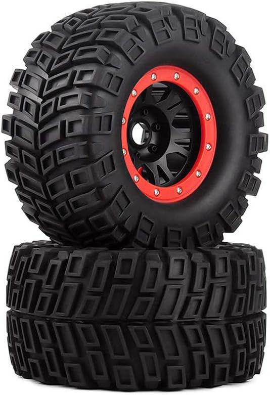 WONFAST 2PCS 3.8" 165MM Rubber Rocks Tyres / Wheel Tires Compatible with 1/8 HSP HPI Traxxas RC Off-Road RC Bigfoot Crawler (Red)
