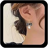 Ximdble Vintage Black Bow Drop Earrings Crystal Waterdrop Dangle Earrings Black Bowknot Stud Earrings Rhineatone Teardrop Earrings Jewelry for Women