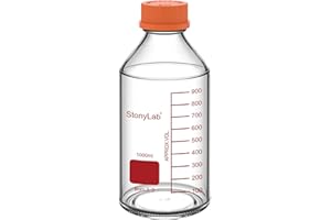 stonylab Media Storage Bottle with GL45 Orange Screw Cap, Borosilicate Glass, 1000ml, for Laboratory Use, 1 Piece