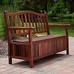 Belham Living Richmond 51 in. Curved-Back Outdoor Wood 30-Gallon Storage Bench