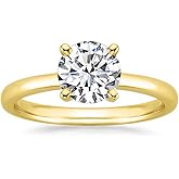 Houston Diamond District 0.45 Carat 14K Yellow Gold Round Cut Diamond Solitaire Engagement Ring 4 Prong (K Color, I2 Clarity) Very Good Cut