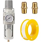 LNCHKA Air Compressor Water Separator Filter 1/2" NPT 150 PSI,Compressed Filter Regulator Combo,5 Micron Moisture Trap for Pneumatic Tools
