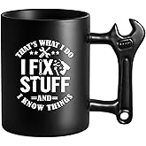 LOZACHE Funny Coffee Mug with Wrench Handle for Men, Novelty Fathers Day Dad Gifts from Daughter Son Wife kids, Best Dad Birthday Present, Christmas Gifts for Grandpa Uncle Husband Brother Mechanic