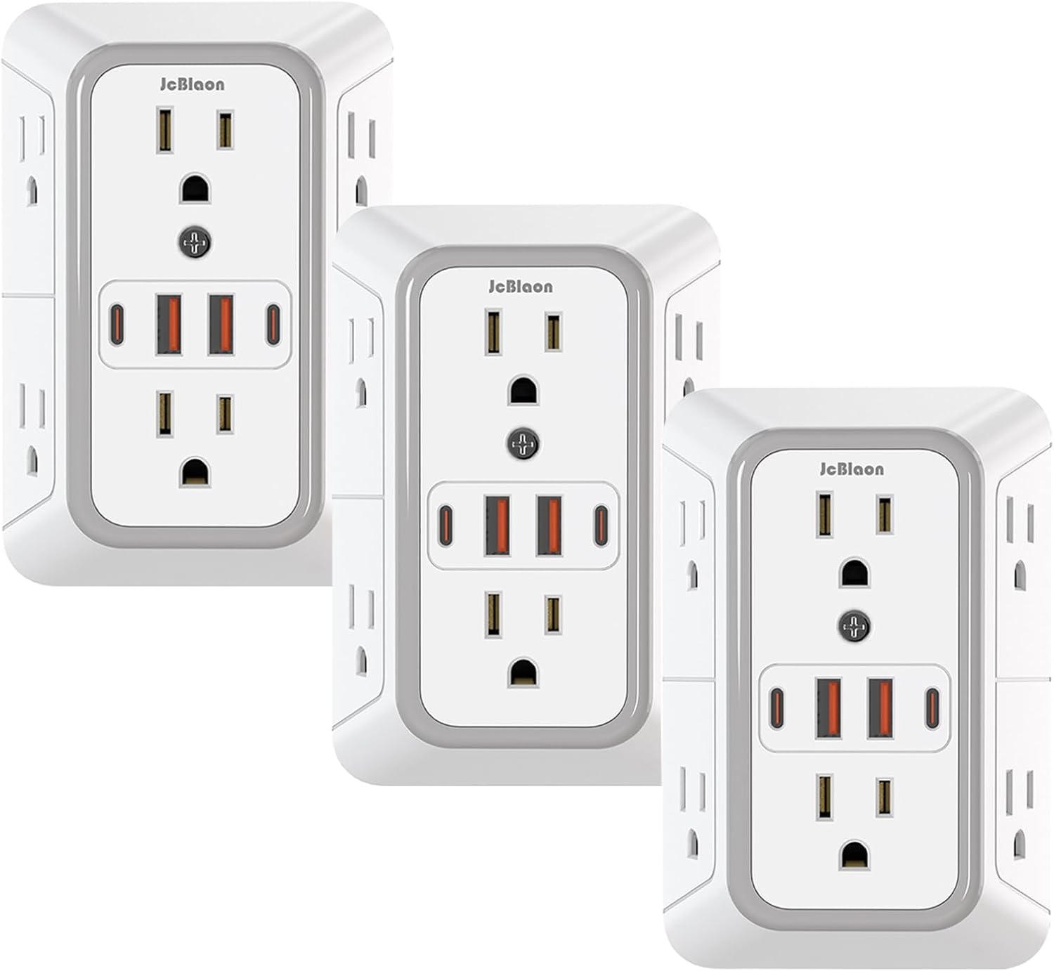 Photo 1 of 3 Pack Surge Protector Outlet Extender, 6 Outlet Splitter with 4 USB Ports (2 USB C), Multi Plug Wall Outlet 1050J Power Strip, USB Wall Charger for Home Office Kitchen Travel