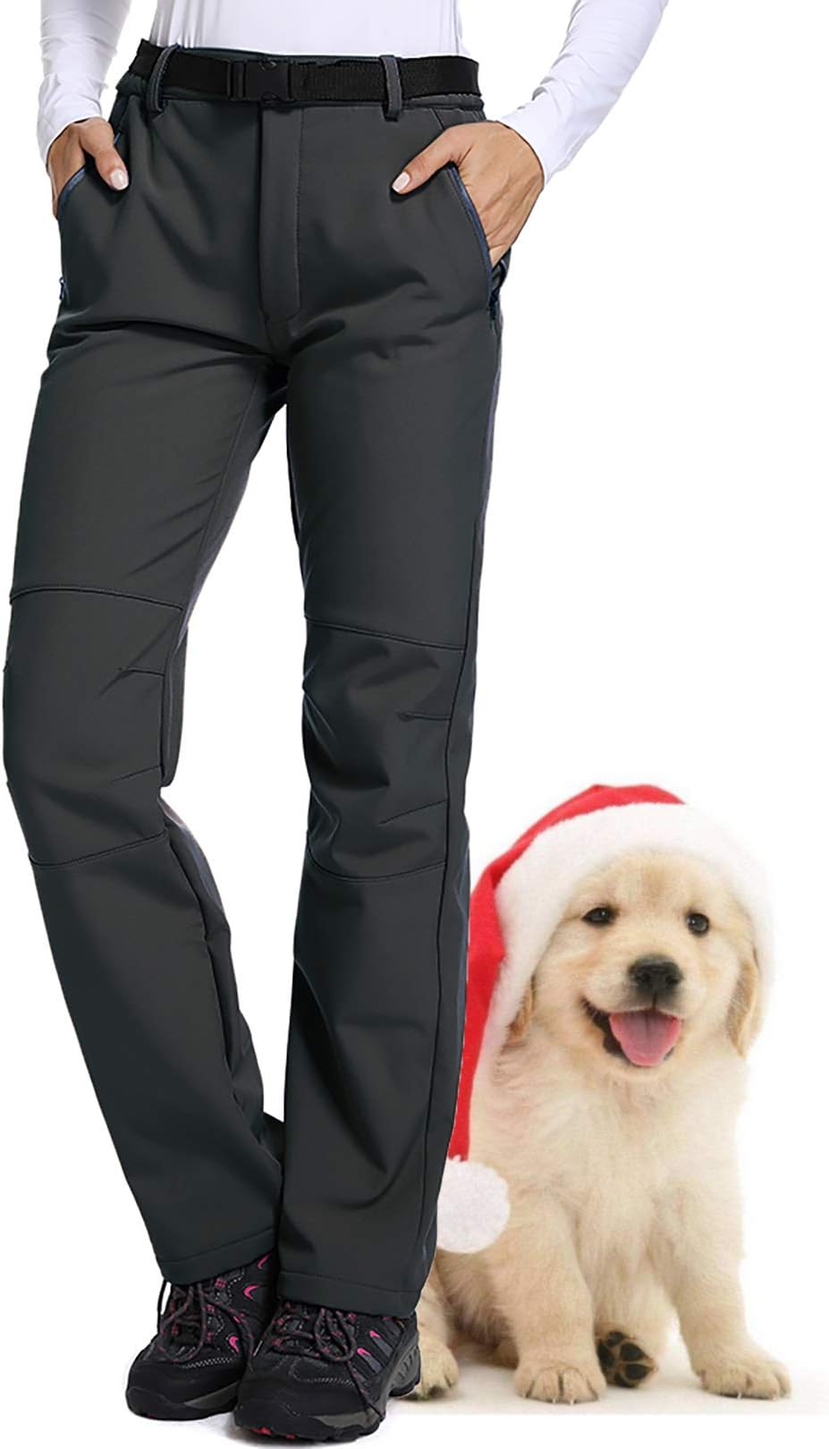 Women's Snow Ski Waterproof Fleece-Lined Soft Shell Insulated Hiking Pants Outdoor Winter Camping,Travel