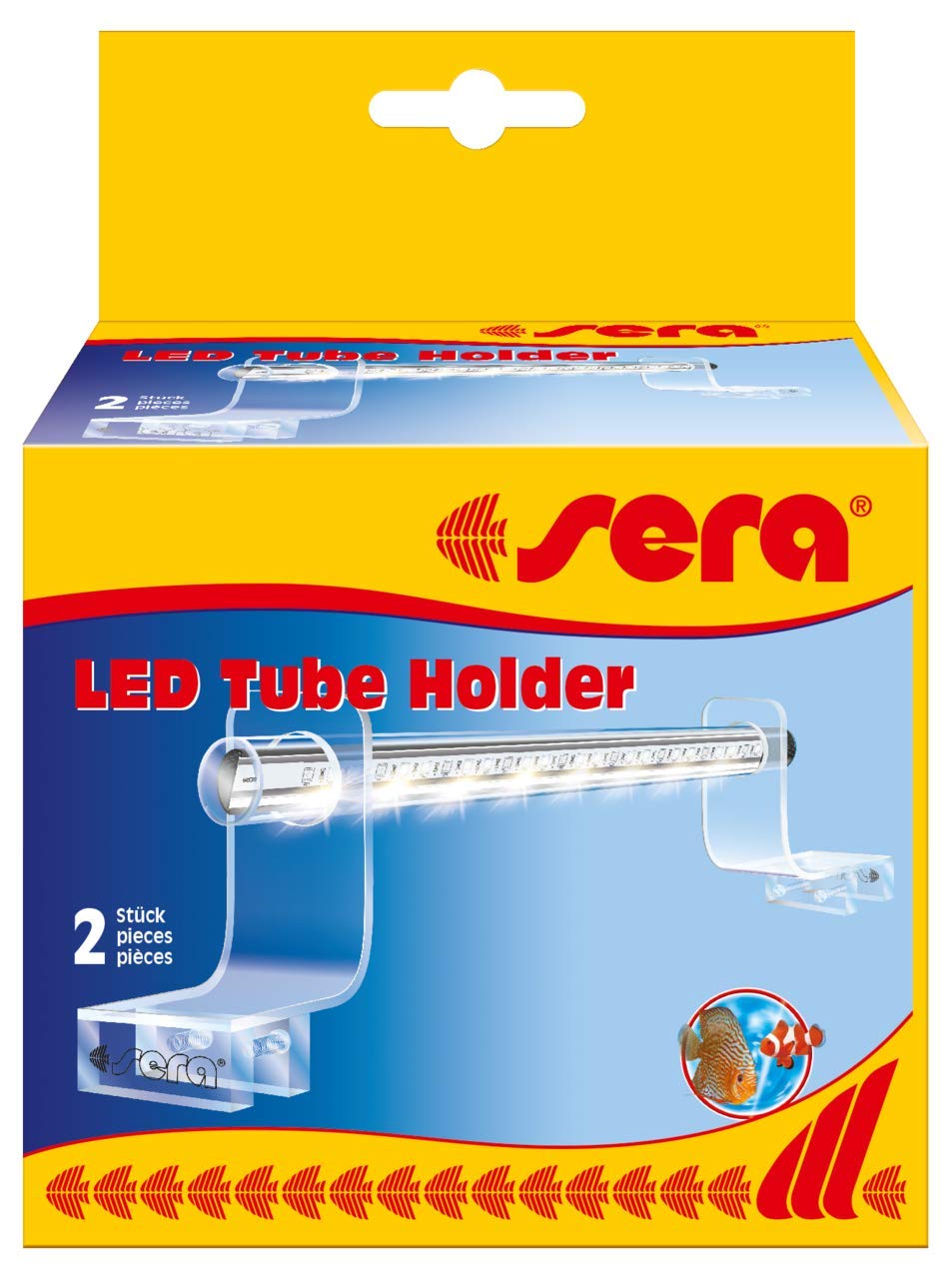 sera LED Tube Holder Clear (Pack of 2) - Acrylic Glass Holder for Elegant Attachment of sera LED X-Change Tubes Over Open Aquariums