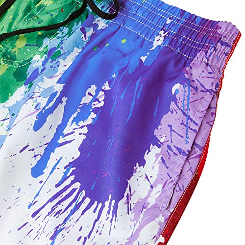 Belovecol Summer Mens Swim Trunks for Teens Boys Juniors 3D Printed Colorful Graphic Board Shorts S - Thumbnail 5