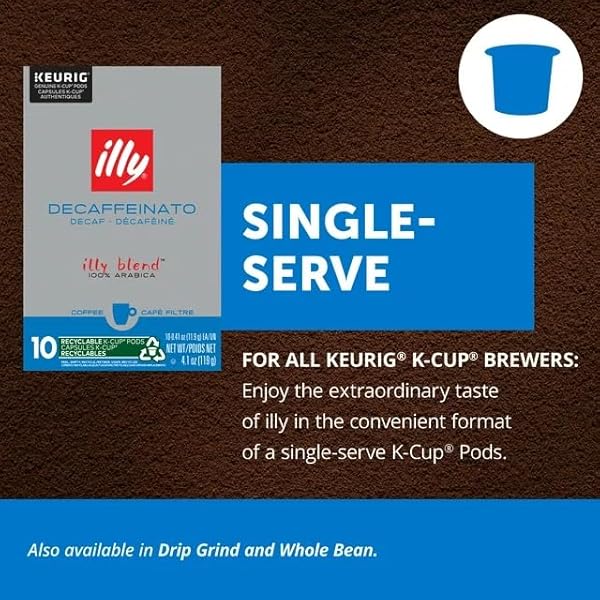 ILLY COFFEE K-CUPS – COMPATIBLE PODS FOR KEURIG COFFEE MAKER – CLASSICO DECAFFEINATED ROAST – MILD & BALANCED, NOTES OF CARAMEL – 10 COUNT (PACK OF 2)