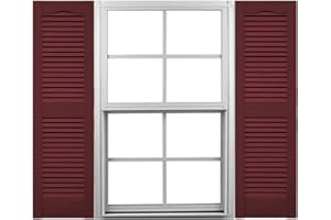 MID AMERICA Mid-America 00011475078 Standard Size Cathedral Top Center Mullion, Open Louver Shutter (Per Pair), 14.5-in. W x 75-in. H, 078-Wineberry