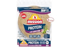 GET IT BOXED Mission Protein Garlic Herb Tortillas, 6 Count, 9 oz, 3g Net Carbs, High Fiber, Low Carb, Keto Certified, Vegan - 2 Packs (12 Tortilla Wraps)