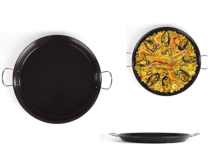Paellapfanne Induktion 46 cm Bratpfanne Große Paella Pfanne (Servierpfanne, Induktionsgeeignet, Carbonstahl, Antihaftbeschich