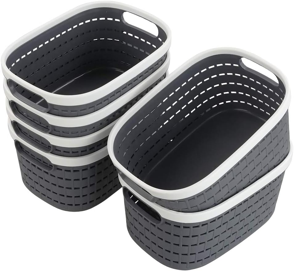 Gitany 8 L Woven Basket Set of 6, Plastic Storage Baskets