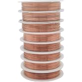 INSPIRELLE 8 Packs Copper Wire Mixed Sizes Craft Jewelry Beading Wire | for Beginner Practice ( Copper, 32-18 Gaguge )