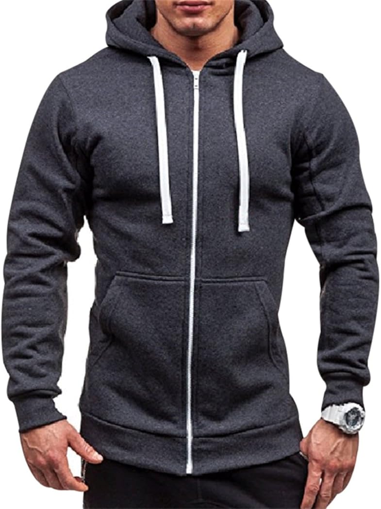 Qixiu Herren Hoodie Mit Reißverschluss - Winter Kapuzenpullover Warm Oversized Basic