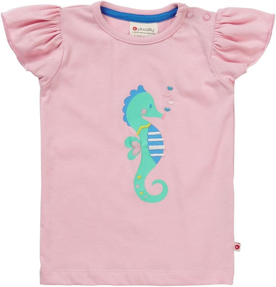 Piccalilly Girls Short Sleeve Mermaid T-Shirt Organic Cotton Single Jersey Shell Pink
