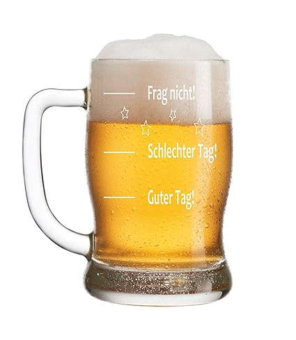 Leonardo Bierkrug Bierseidel mit Gratis Gravur - Guter Tag - Schlechter Tag - Frag nicht! - das Stimmungsglas als super Gesch
