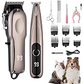 VCM Hair Clippers and Paw Trimmer for Pets Cordless Quiet Grooming Kit 2 in 1 for Cats Dogs Thick Hair Animals Horse Low Noise