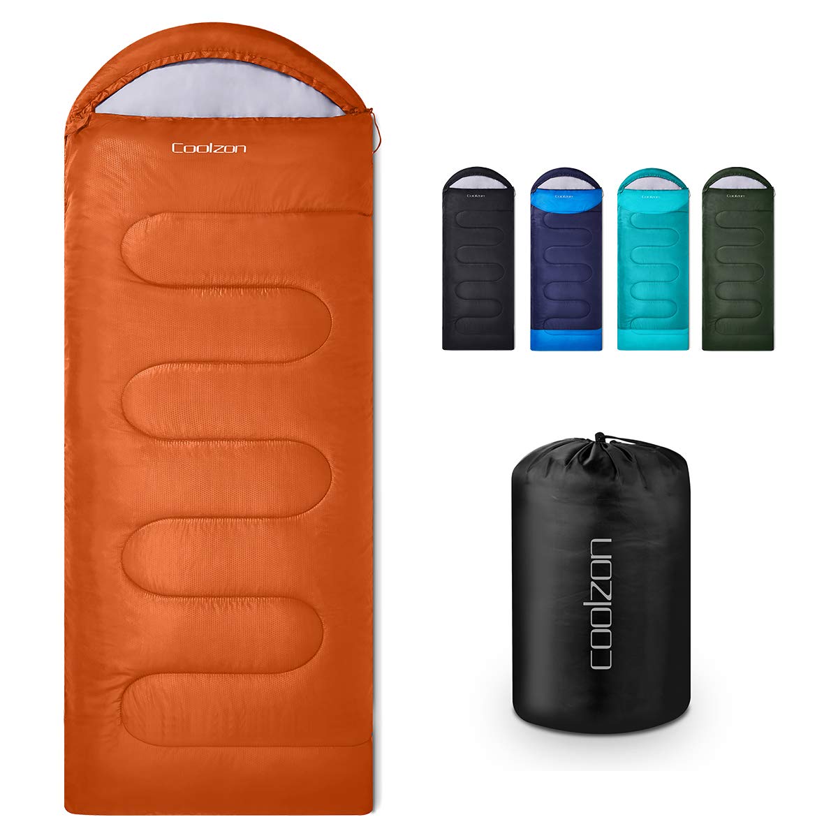 Coolzon Outdoor Sleeping Bag for Camping, for 3-4 Seasons, Adult Blanket, Small Packed Size, Ultralight Carry Bag, Soft, Thick and Warm, for Outdoor Camping, Travel, Hiking, Orange — image 1