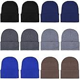 ZH 12-Pack Knitted Winter Beanie Hats for Men and Women, Warm and Cozy Cuffed Skull Caps, Bulk Purchase