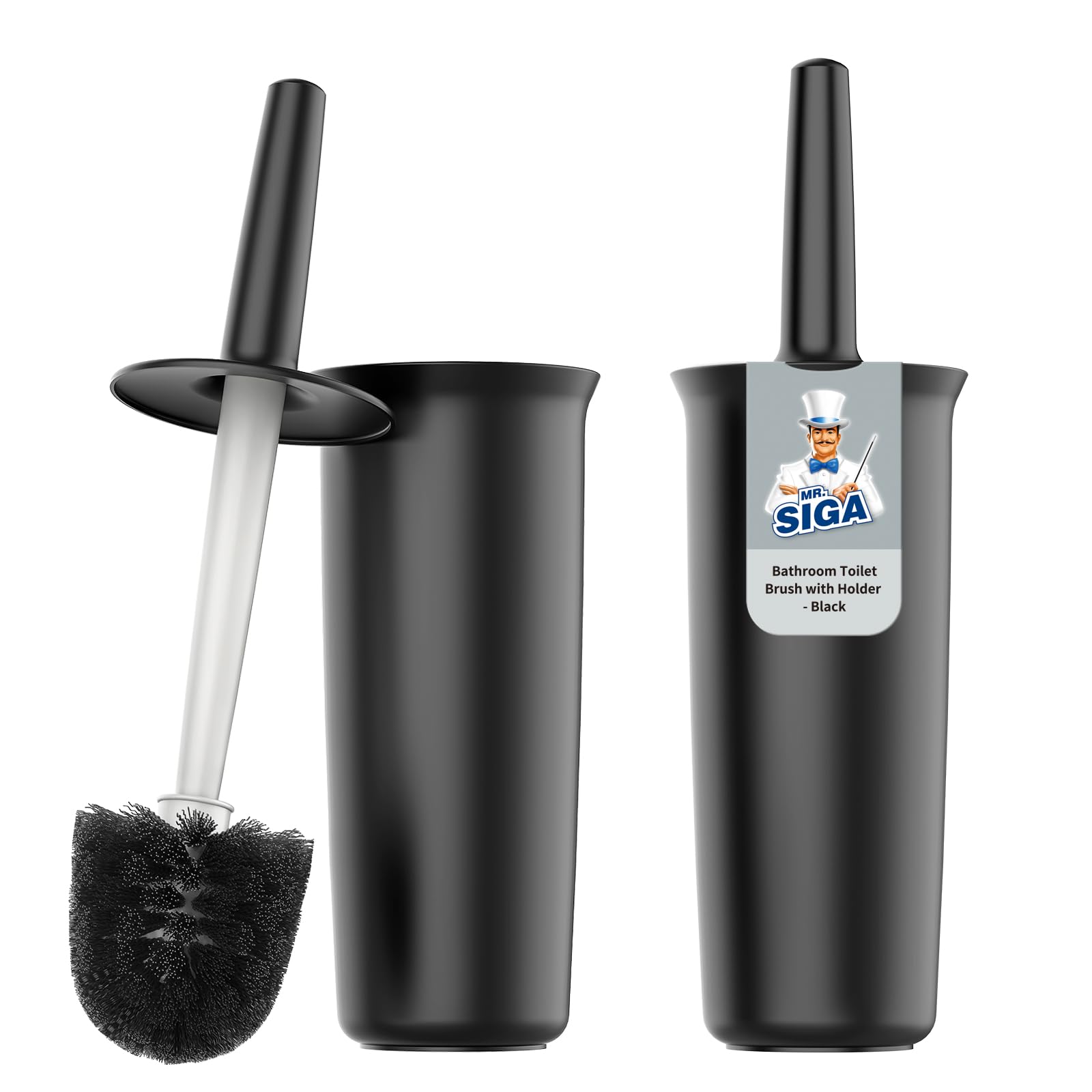 MR.SIGA Toilet Bowl Brush and Holder for Bathroom, Black, 2 Pack